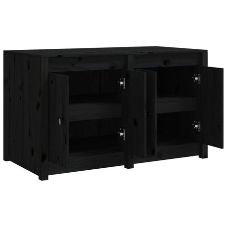 Outdoor Kitchen Cabinet Black Solid Wood Pine