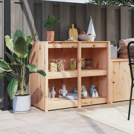 Outdoor Kitchen Cabinet Black Solid Wood Pine