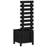 Garden Planter With Rack Black Solid Wood Pine