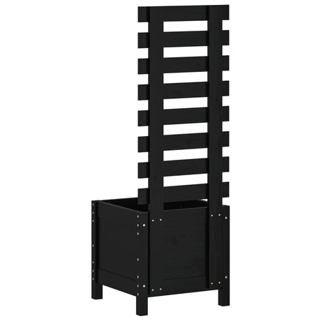 Garden Planter With Rack Black Solid Wood Pine