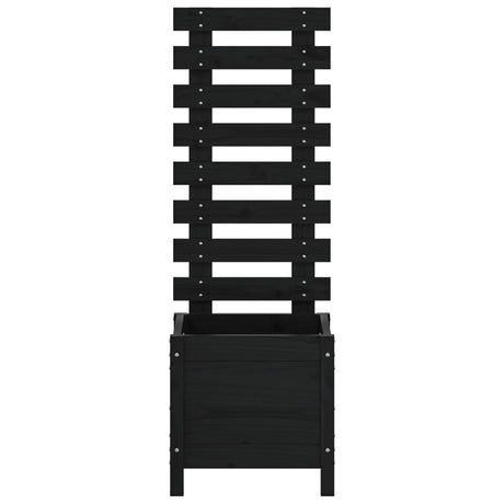 Garden Planter With Rack Black Solid Wood Pine