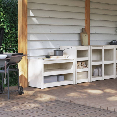Outdoor Kitchen Cabinets 2 Pcs Black Solid Wood Pine