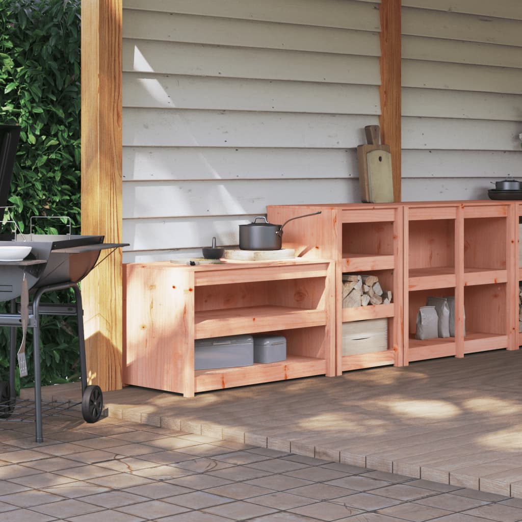 Outdoor Kitchen Cabinets 2 Pcs Black Solid Wood Pine