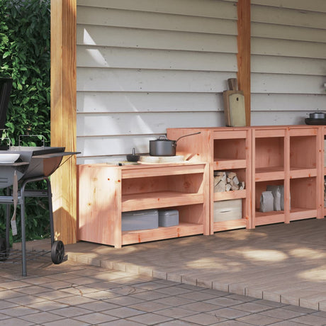 Outdoor Kitchen Cabinets 2 Pcs Black Solid Wood Pine