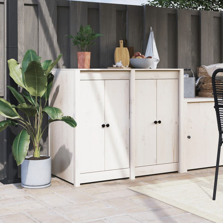 Outdoor Kitchen Cabinet Black Solid Wood Pine