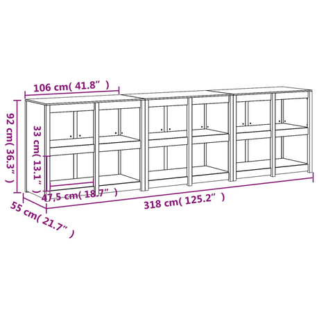 Outdoor Kitchen Cabinets 3 Pcs Solid Wood Pine