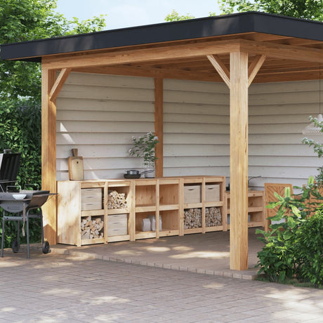 Outdoor Kitchen Cabinets 3 Pcs Solid Wood Pine