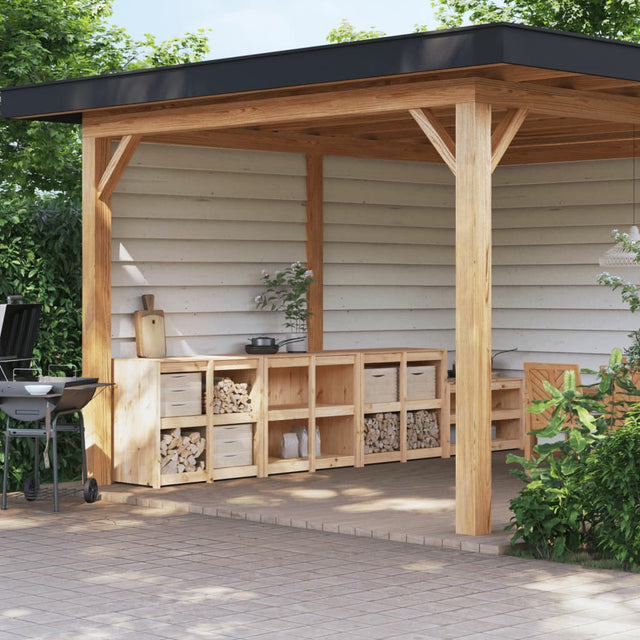 Outdoor Kitchen Cabinets 3 Pcs Solid Wood Pine