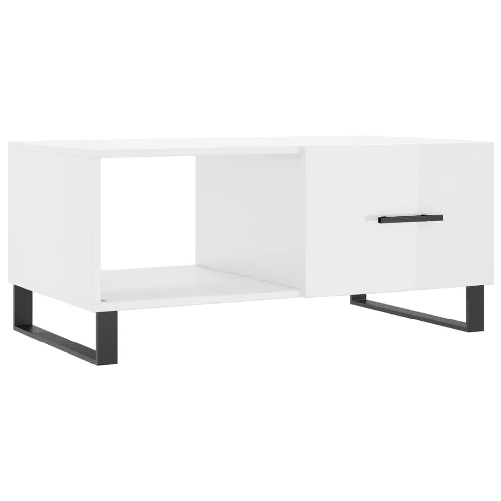 Coffee Table High Gloss White 90x50x40 cm Engineered Wood