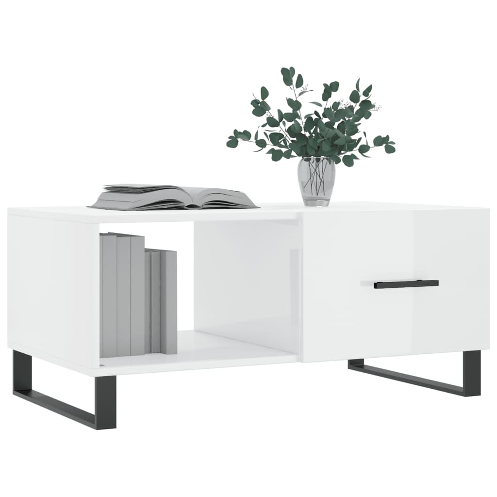 Coffee Table High Gloss White 90x50x40 cm Engineered Wood