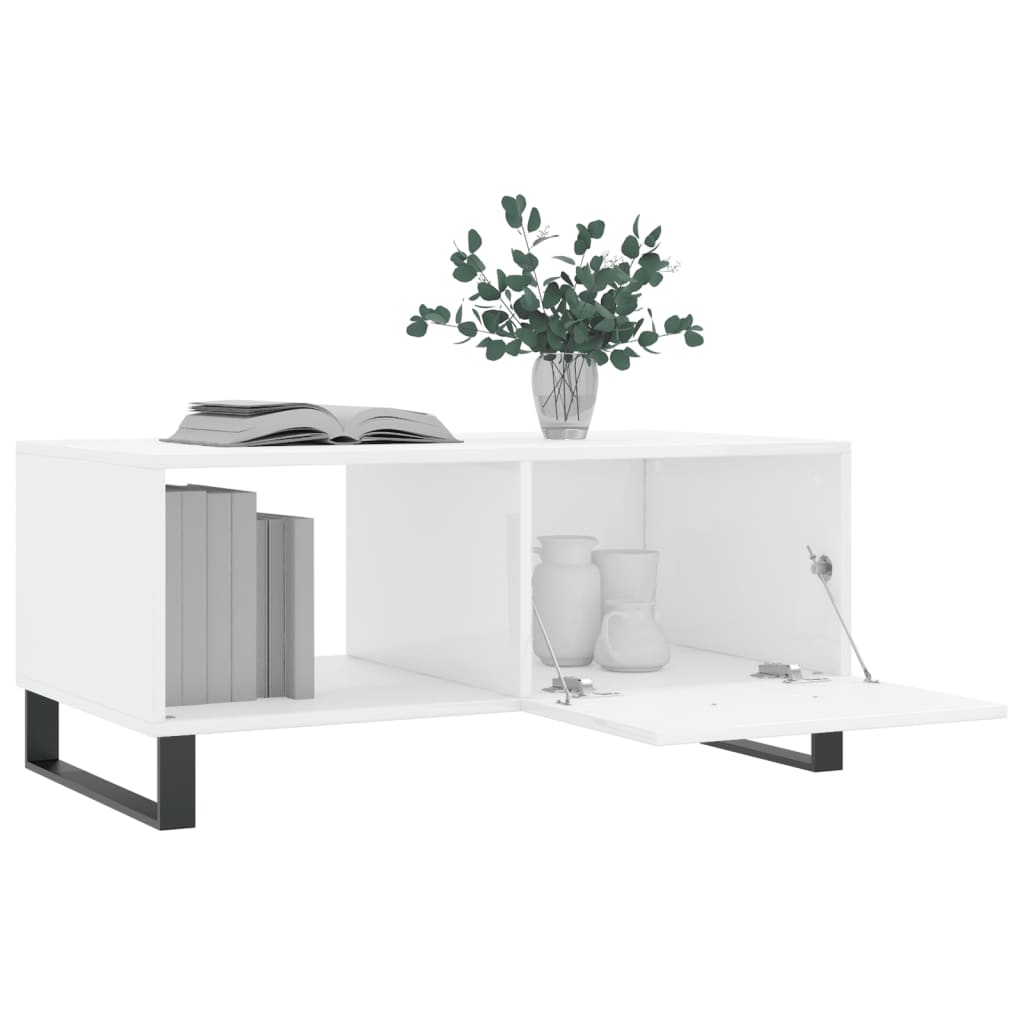 Coffee Table High Gloss White 90x50x40 cm Engineered Wood