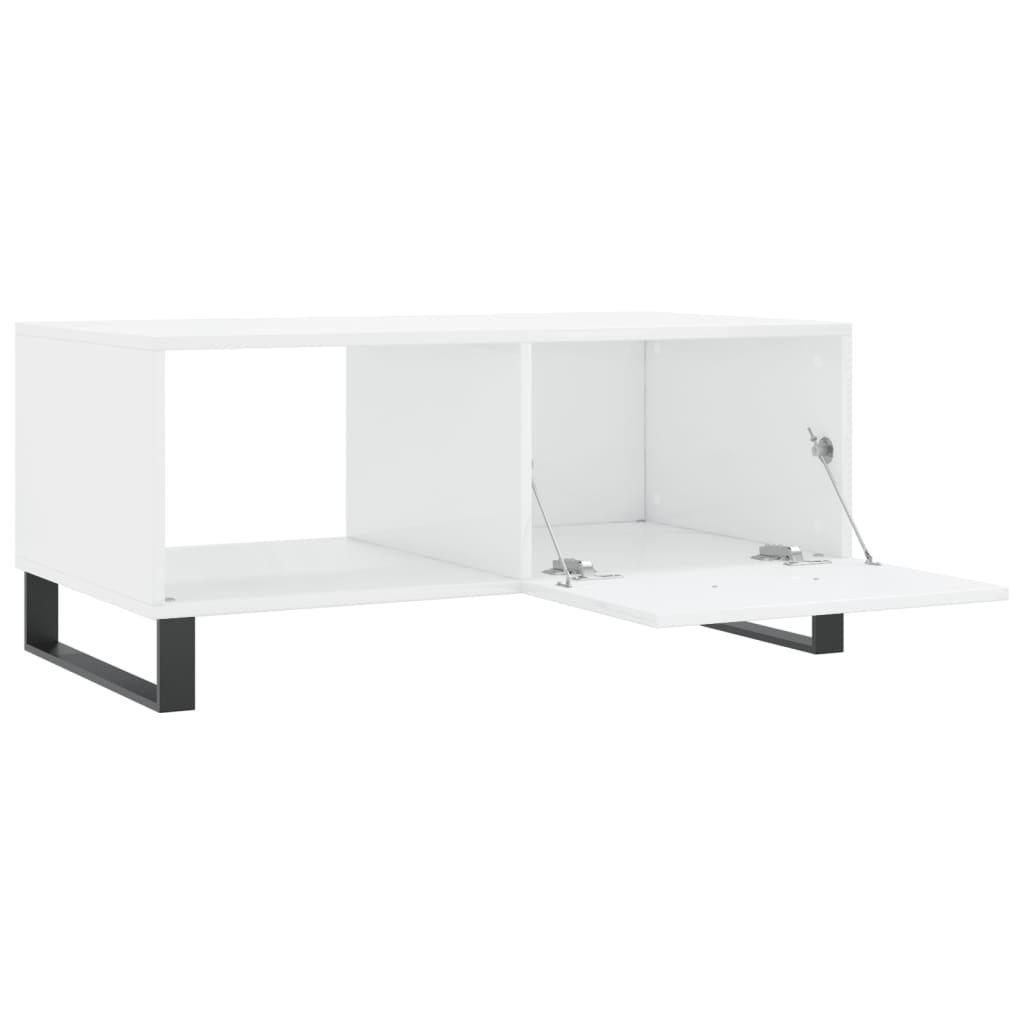 Coffee Table High Gloss White 90x50x40 cm Engineered Wood