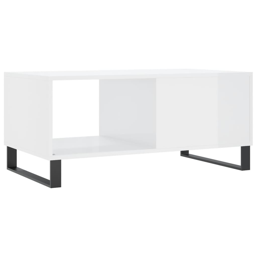 Coffee Table High Gloss White 90x50x40 cm Engineered Wood