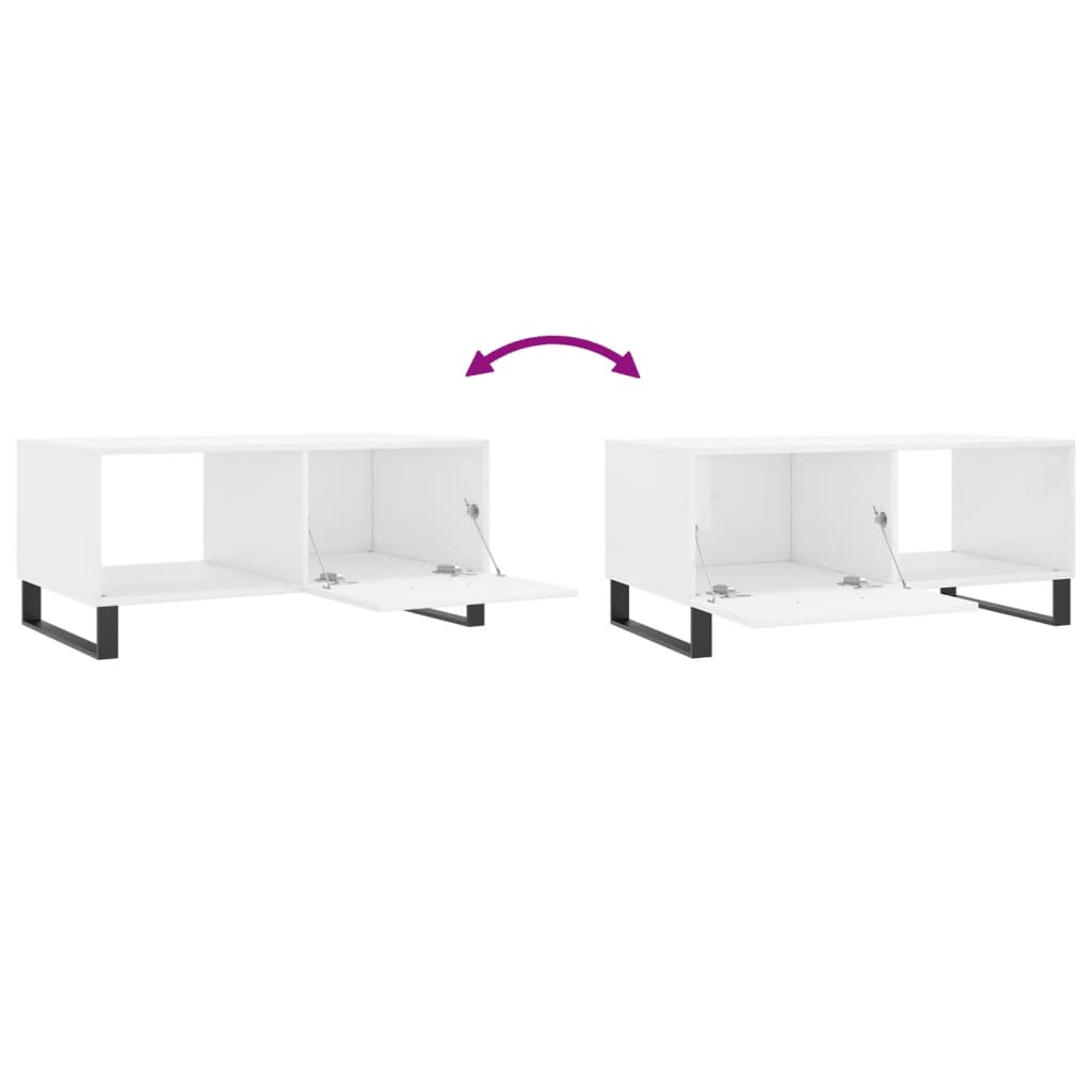 Coffee Table High Gloss White 90x50x40 cm Engineered Wood