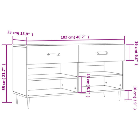 Shoe Bench 102X35X55 Cm Engineered Wood
