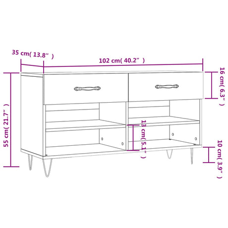 Shoe Bench 102X35X55 Cm Engineered Wood