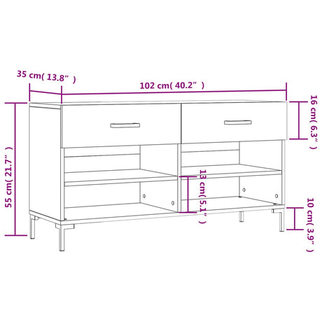 Shoe Bench 102X35X55 Cm Engineered Wood