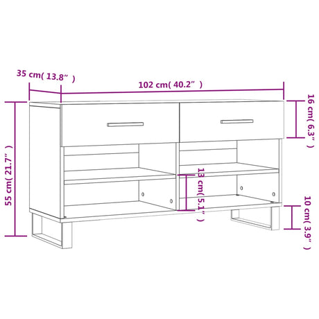 Shoe Bench 102X35X55 Cm Engineered Wood