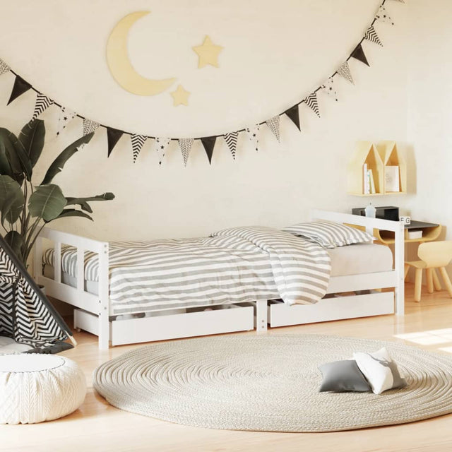 Kids Bed Frame With Drawers Solid Wood Pine