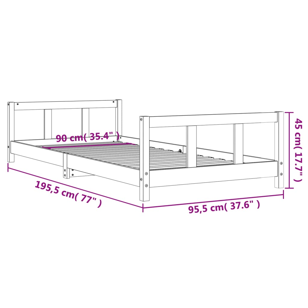 Kids Bed Frame Solid Wood Pine