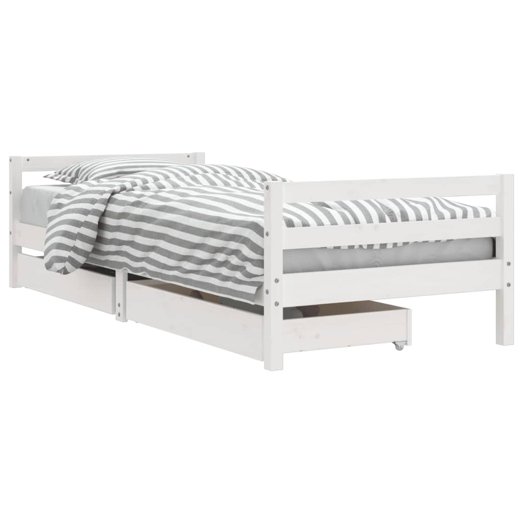 Kids Bed Frame With Drawers Solid Wood Pine
