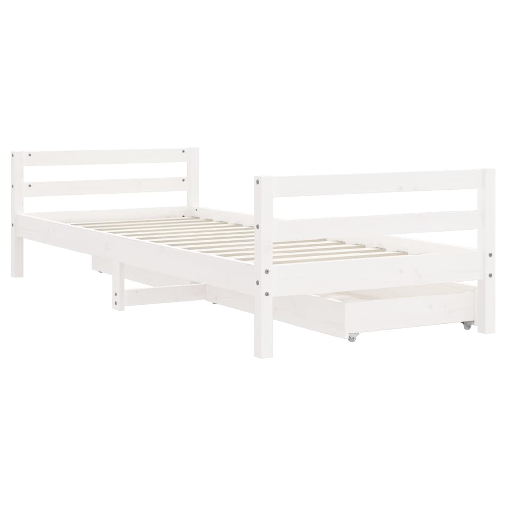 Kids Bed Frame With Drawers Solid Wood Pine