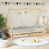 Kids Bed Frame With Drawers Solid Wood Pine