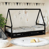 Kids Bed Frame With Drawers Solid Wood Pine