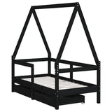 Kids Bed Frame With Drawers Solid Wood Pine