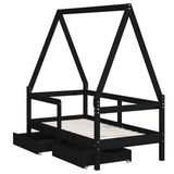 Kids Bed Frame With Drawers Solid Wood Pine