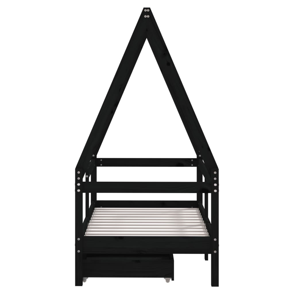 Kids Bed Frame With Drawers Solid Wood Pine
