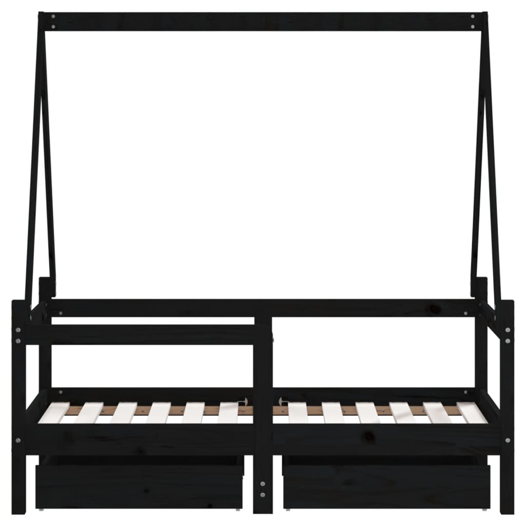 Kids Bed Frame With Drawers Solid Wood Pine