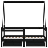 Kids Bed Frame With Drawers Solid Wood Pine