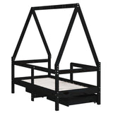 Kids Bed Frame With Drawers Solid Wood Pine