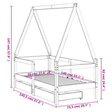 Kids Bed Frame With Drawers Solid Wood Pine