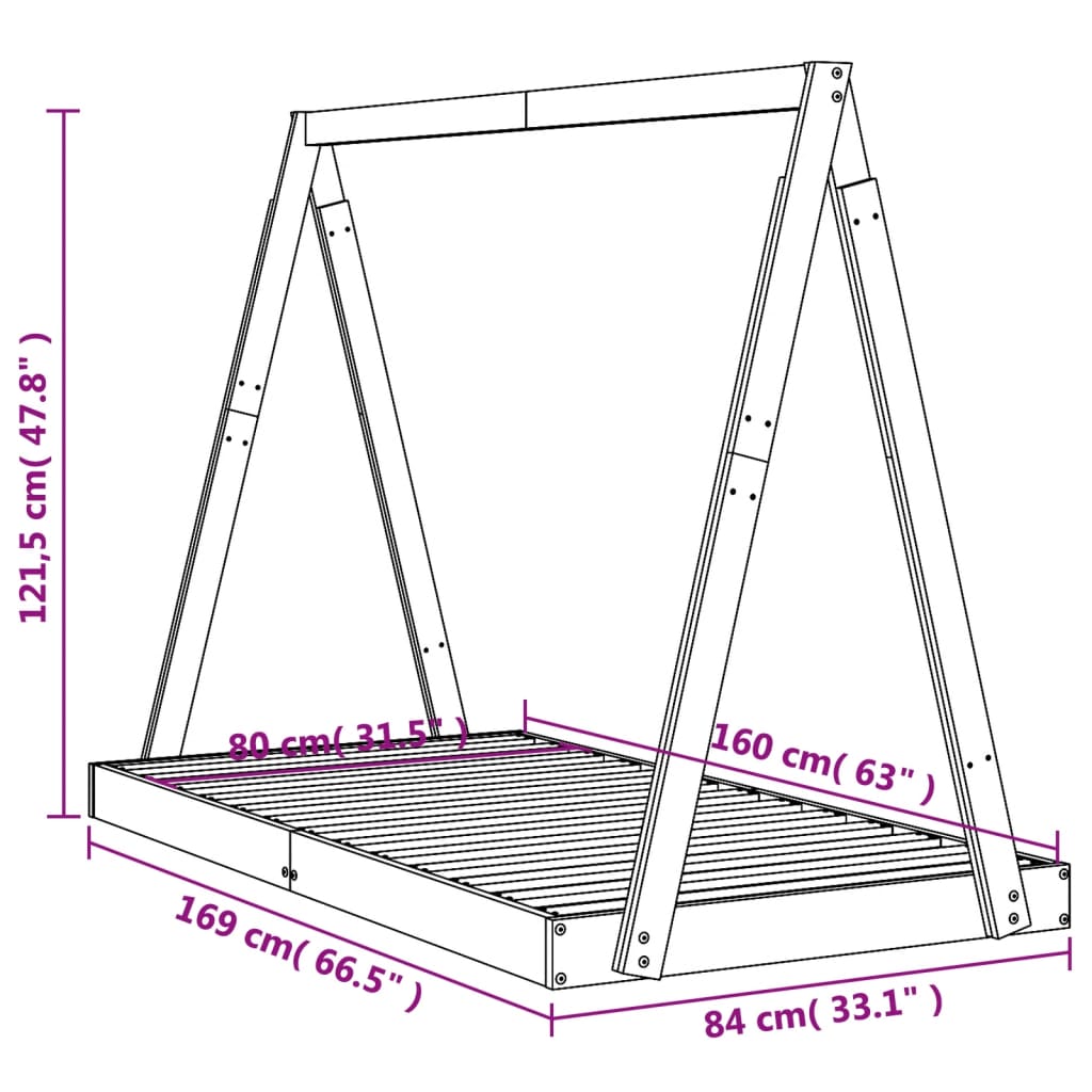Kids Bed Frame Solid Wood Pine