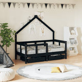 Kids Bed Frame With Drawers Solid Wood Pine