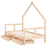 Kids Bed Frame With Drawers Solid Wood Pine