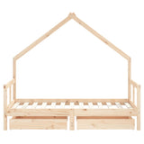 Kids Bed Frame With Drawers Solid Wood Pine