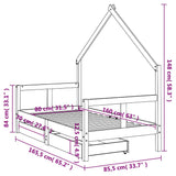 Kids Bed Frame With Drawers Solid Wood Pine