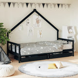 Kids Bed Frame With Drawers Solid Wood Pine