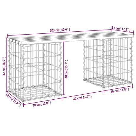 Garden Bench Gabion Design Solid Wood Pine