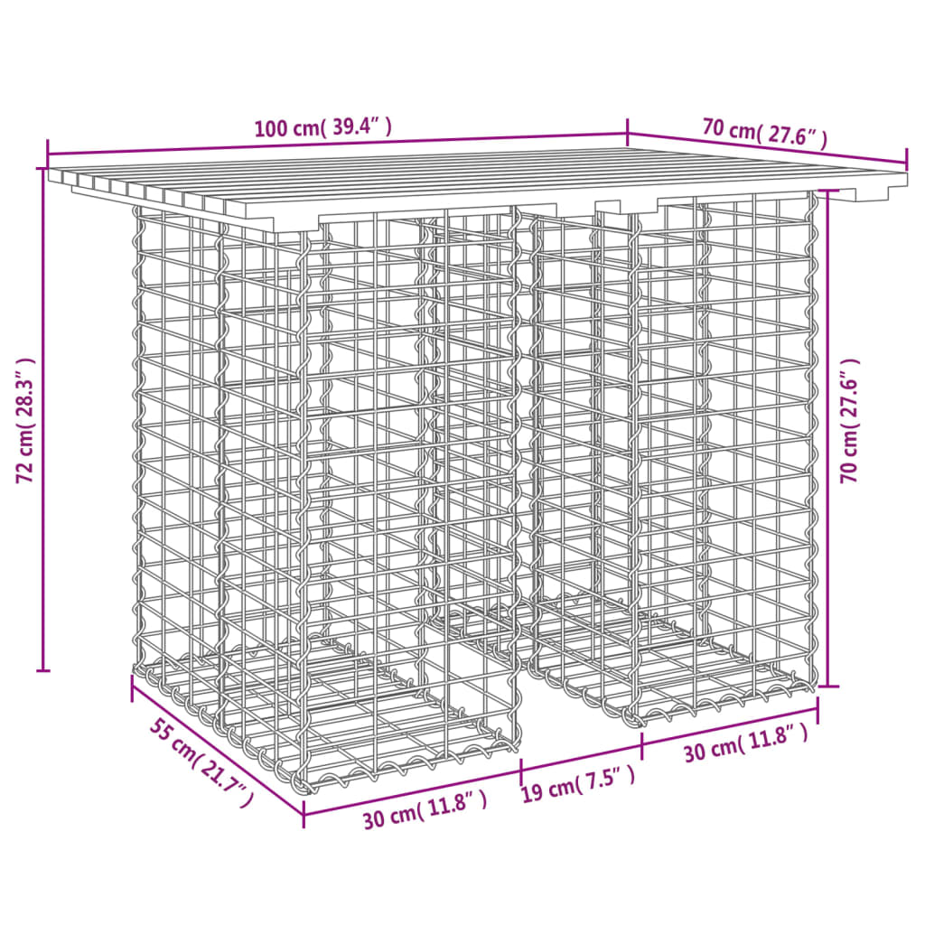 Garden Bench Gabion Design Solid Wood Douglas