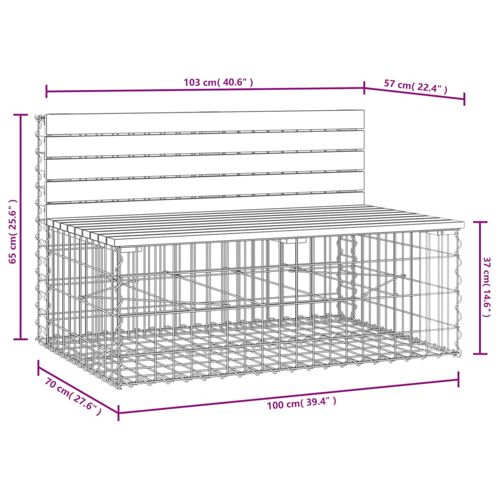 Garden Bench Gabion Design Solid Wood Pine
