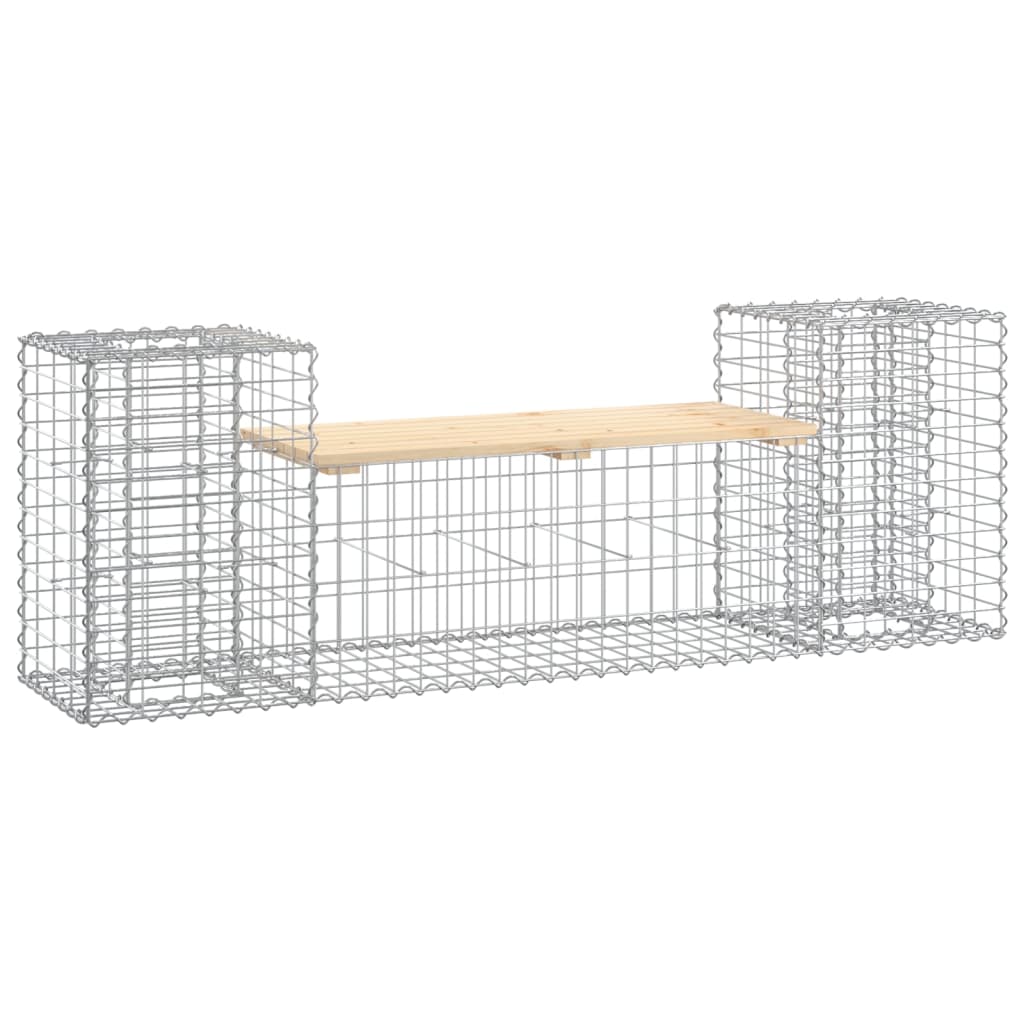 Garden Bench Gabion Design 183X41X60.5 Cm Solid Wood Pine