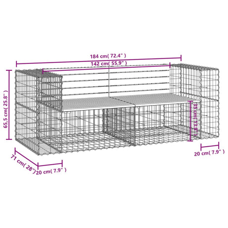 Garden Bench Gabion Design 184X71X65.5 Cm Solid Wood Douglas