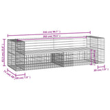 Garden Bench Gabion Design 244X71X65.5 Cm Solid Wood Douglas