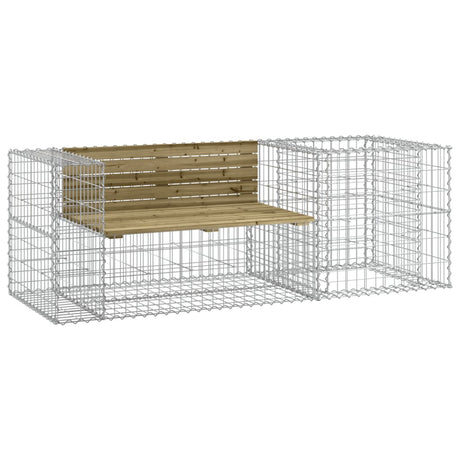 Garden Bench With Gabion Basket Impregnated Wood Pine