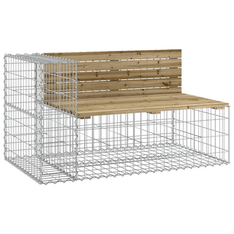 Garden Bench With Gabion Basket Impregnated Wood Pine