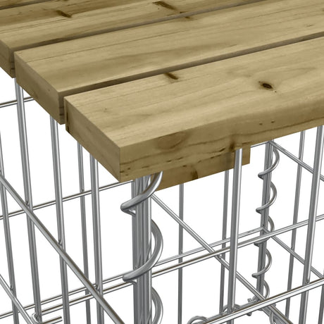 Garden Bench With Gabion Basket Impregnated Wood Pine